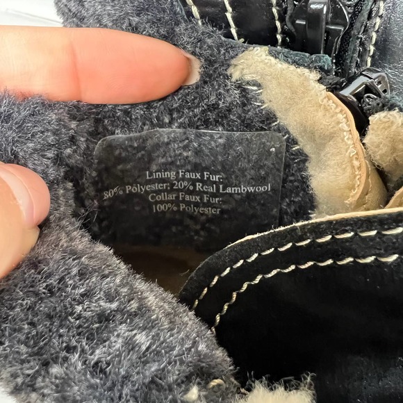 Josef Seibel Women's Casual Flatform Faux Fur Wool Lace Up Boot Black Size 9.5 - Picture 2 of 7